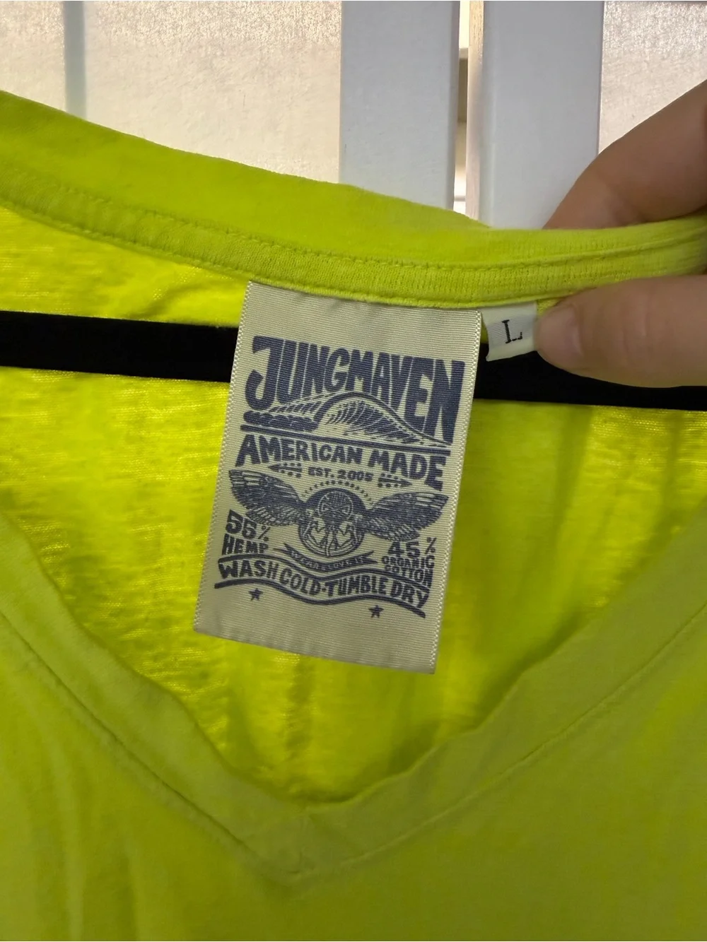 Jungmaven Paige V-neck tee Bright Yellow Large